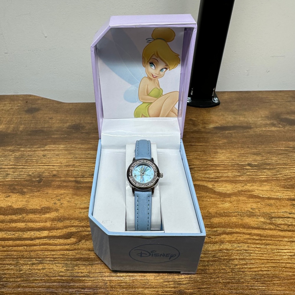 Disney Tinker Bell Watch Blue Dial Rhinestone Bezel Light Blue Strap TK2012HD